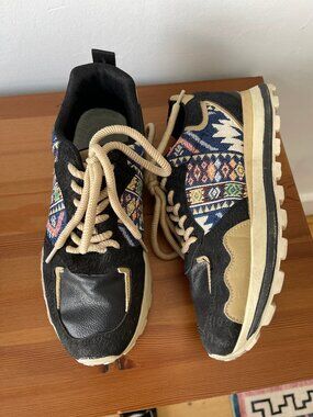 Boho Pattern Platform Sneakers | Chunky Sole Lace-Up Shoes